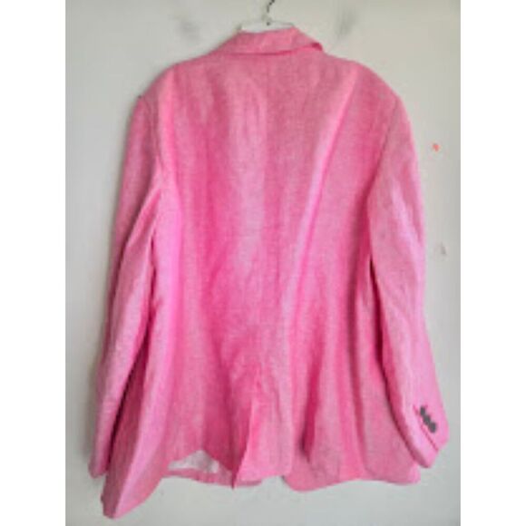 Talbots Plus Women Pink Twill 100% Linen Single Button Lined Blazer size 20W - Picture 3 of 9
